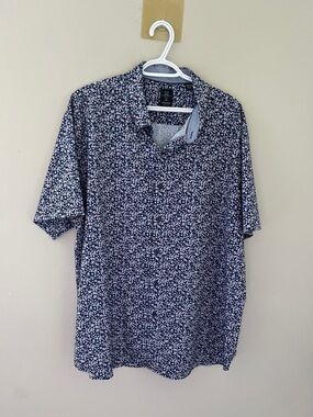 Michael Strahan Slim Fit Floral Print Short Sleeve Button Up Shirt XXL